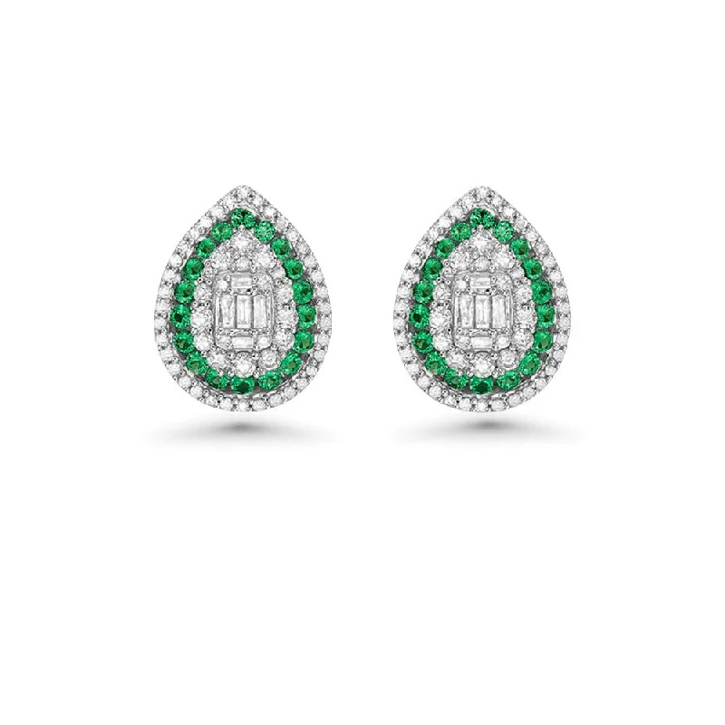 Best hoop earrings with infinity designs for a timeless and meaningful symbol-Triple Halo Diamonds & Emeralds Pear Shape Studs Earrings (1.00 ct.)  in 14K Gold