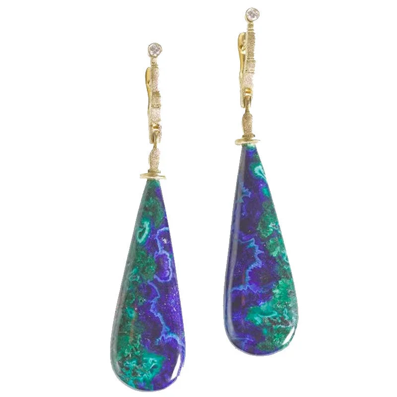 Best hoop earrings with sterling silver for an affordable and chic design-Alex Sepkus Sticks and Stones Azurite Earrings - E-132MD