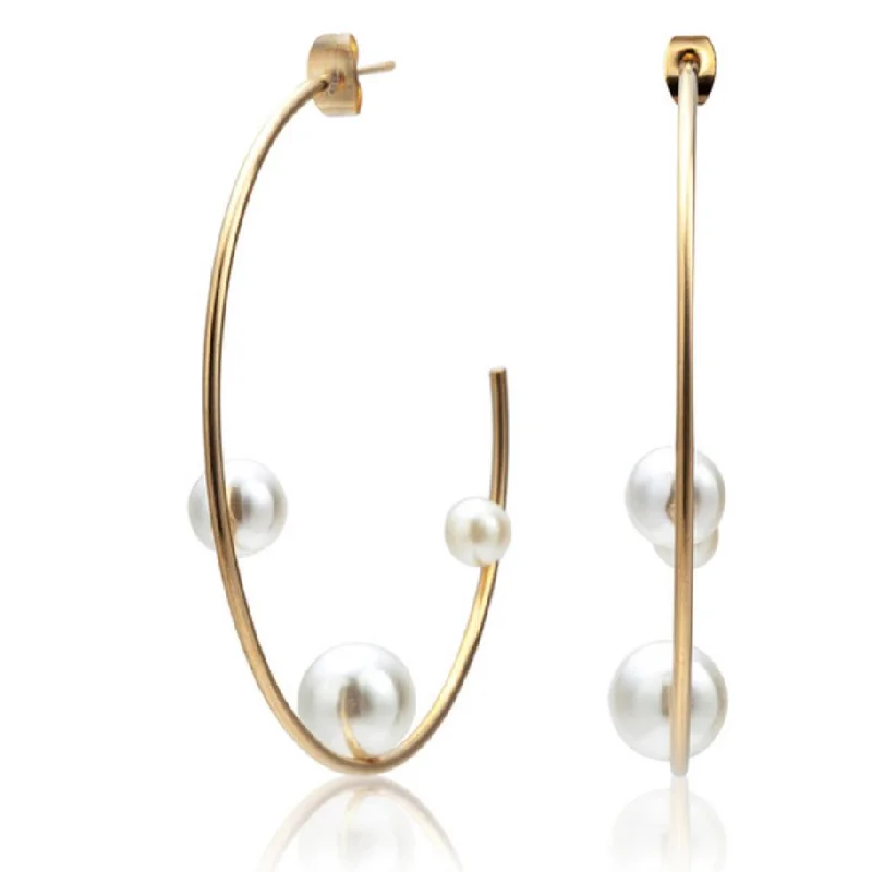 Hoop earrings with rhinestone embellishments for a glamorous and sparkling look-Allie Pearl Hoop