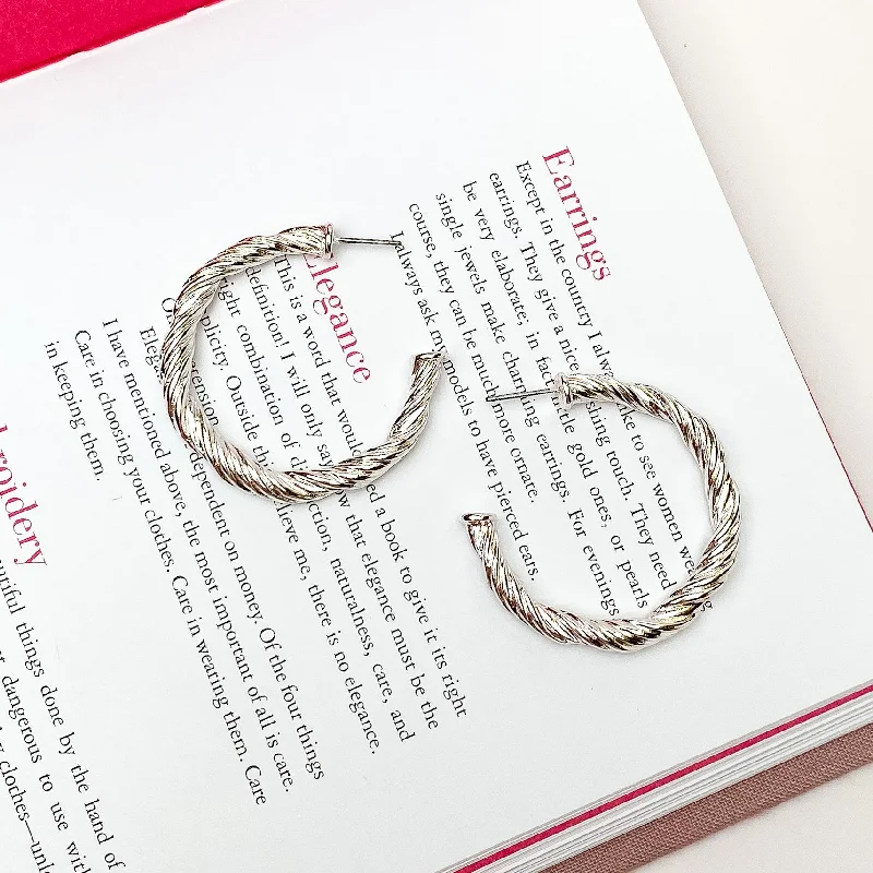 Best hoop earrings with vintage-style detailing for a nostalgic and timeless look-Anything Goes Twisted Medium Hoop Earrings in Silver Tone