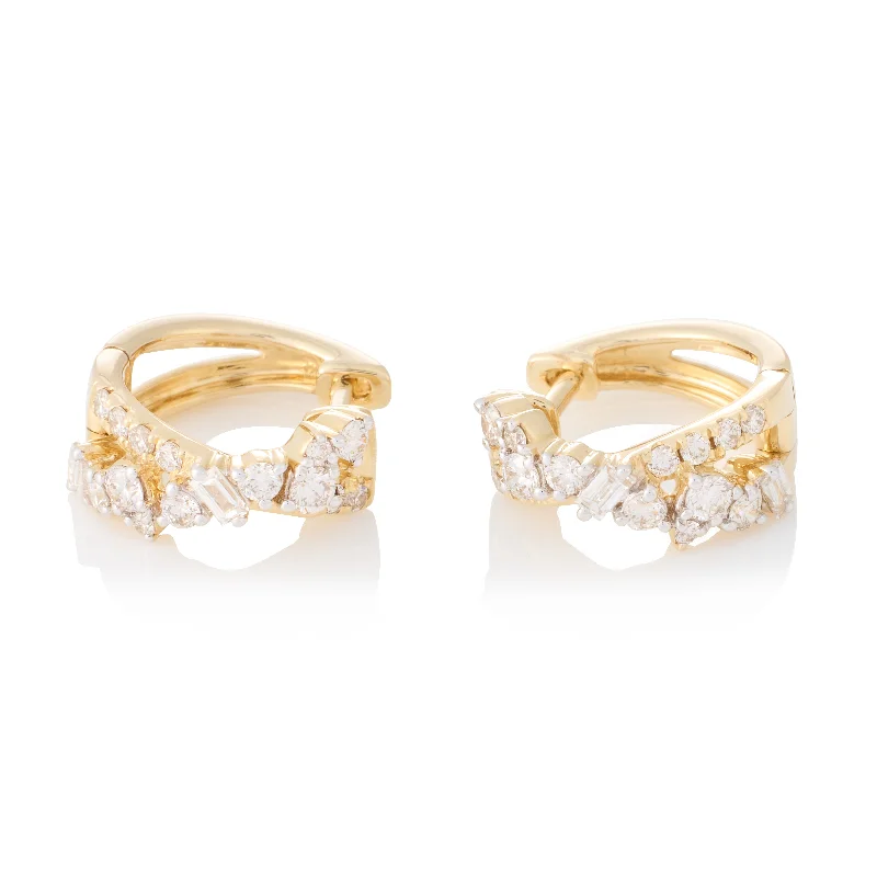 Best hoop earrings with butterfly motifs for a playful and whimsical appearance-Baguette and Diamond X Huggies