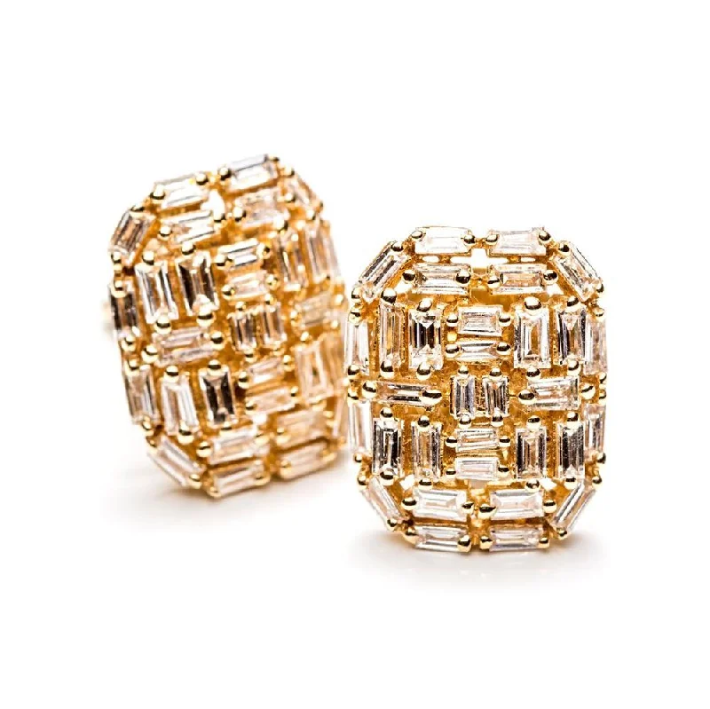 Best hoop earrings with gold-plated finishes for an affordable luxury vibe-Baguette Deco Shield Earrings