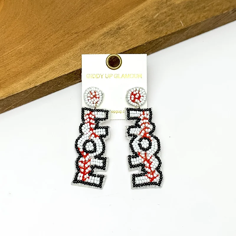 Best hoop earrings with asymmetrical designs for a fashion-forward, avant-garde look-Baseball Mom Post Beaded Earrings