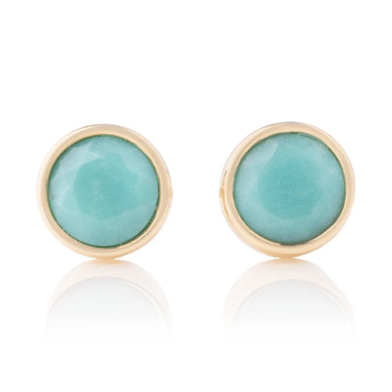 Best hoop earrings with angel wing accents for a spiritual and meaningful design-Bezel Set Turquoise Studs