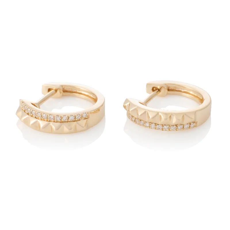 Hoop earrings with luxe velvet finishes for a rich and luxurious touch-Pyramid Huggie Earrings