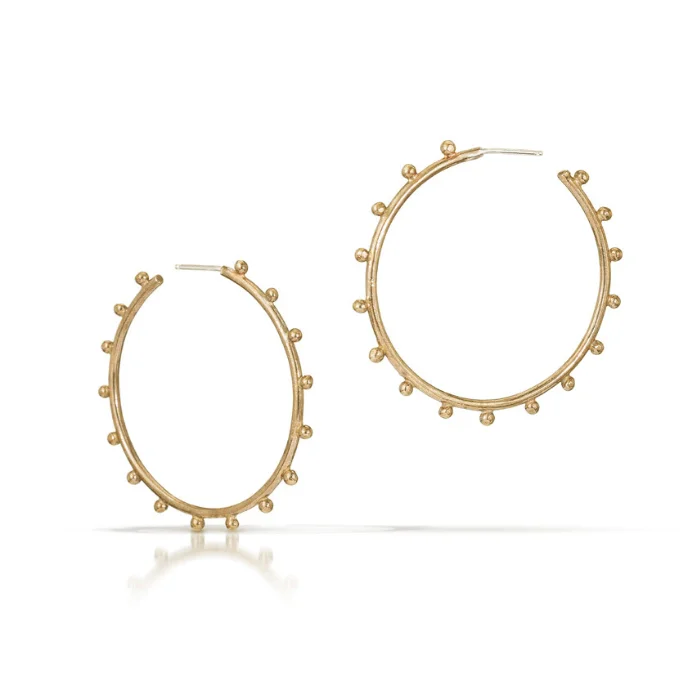 Best hoop earrings with crescent-shaped designs for a bold, moon-inspired style-Bronze Studded Hoops