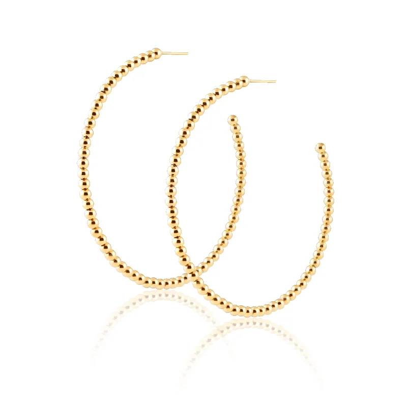 Hoop earrings with polished silver finish for a shiny, modern appeal-Chelsea Beaded Hoops