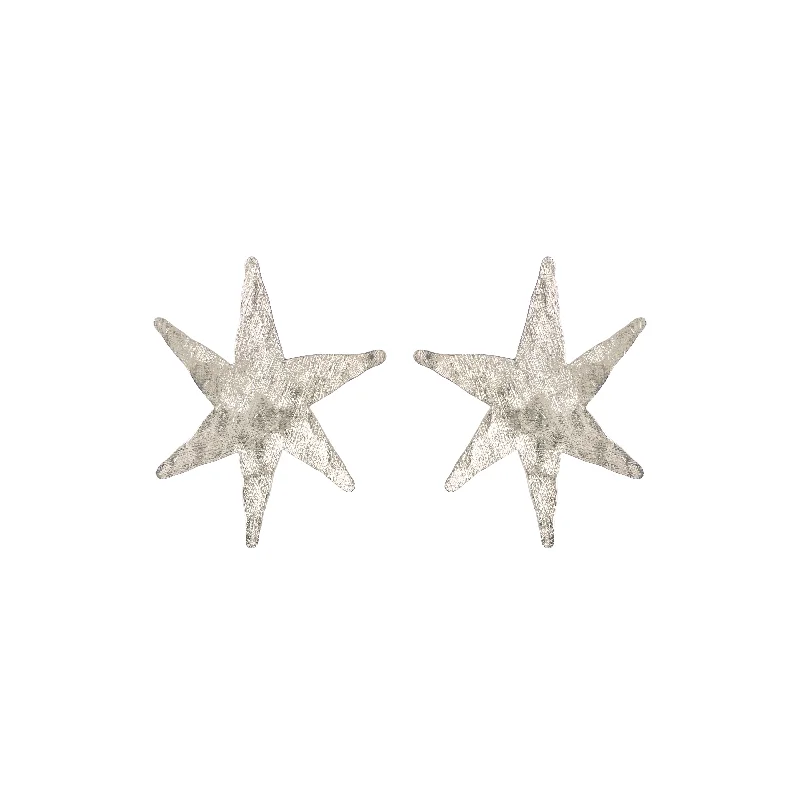 Hoop earrings with pearl accents for a chic and classic style-Chrome Starlet Studs