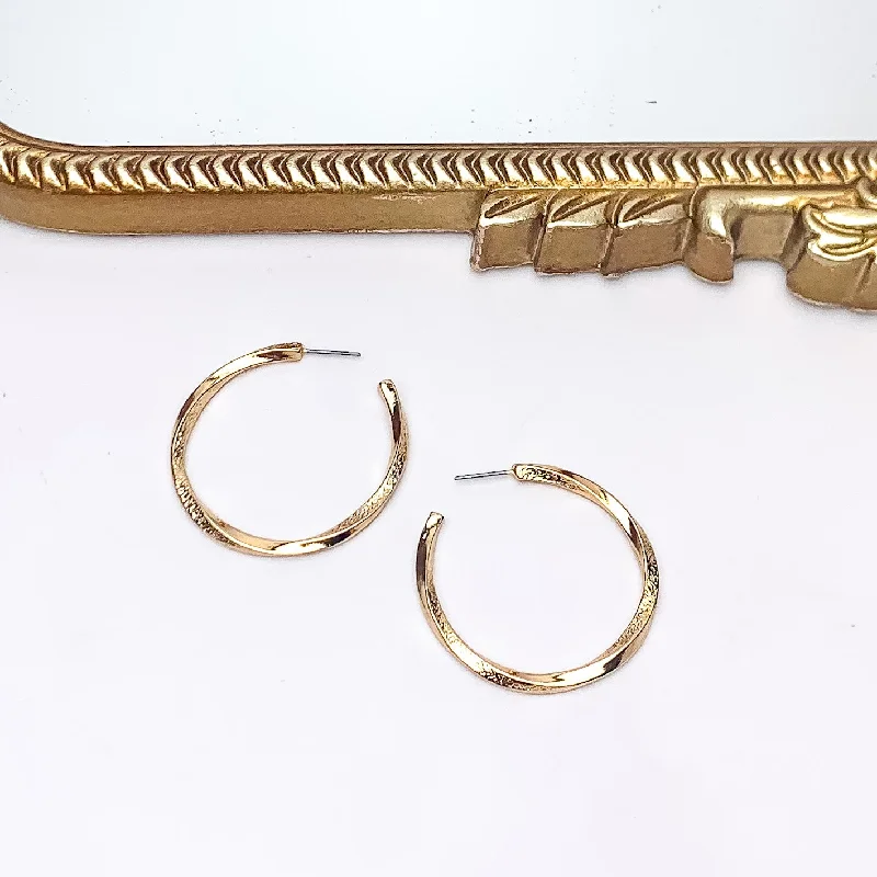 Hoop earrings with diamond-cut surfaces for added sparkle and shine-City Day Large Gold Tone Hoop Earrings