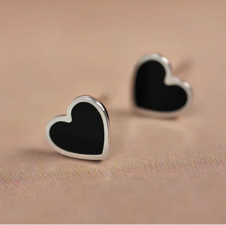 Best hoop earrings with geometric shapes for a modern and artistic appeal-COLD HEART - Black 925 Sterling Silver Earring