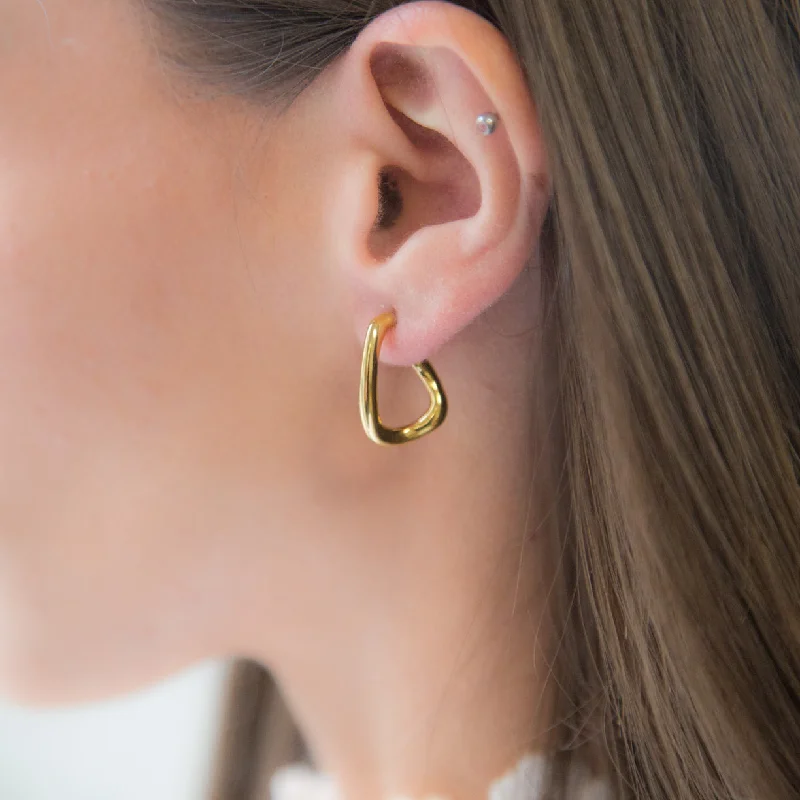 Best hoop earrings with twisted rope designs for a nautical-inspired style-CORA - 18K Gold Plated Irregular C Shaped Chunky Earring