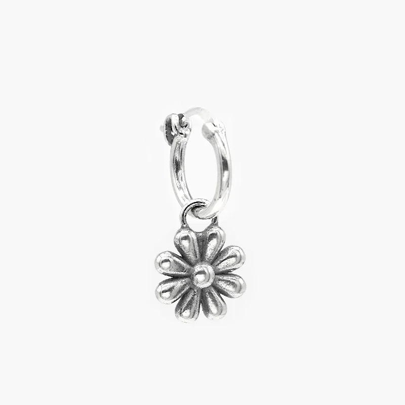 Hoop earrings with artistic filigree designs for an intricate, delicate finish-Daisy Sterling Silver Earring