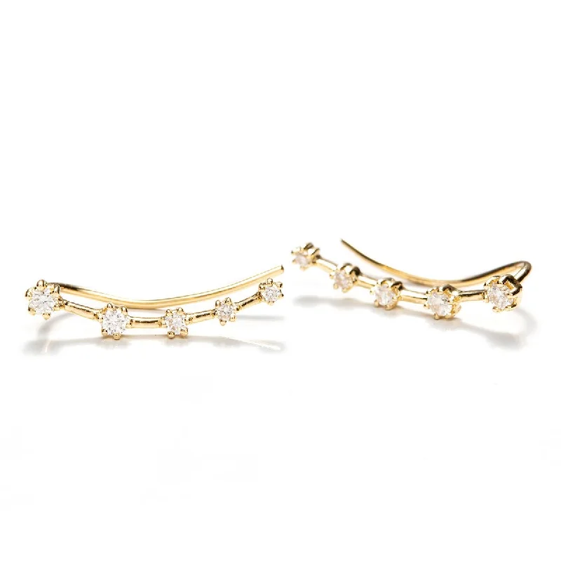 Hoop earrings with crescent moon shapes for a celestial and mystical appearance-Diamond Constellation Crawlers