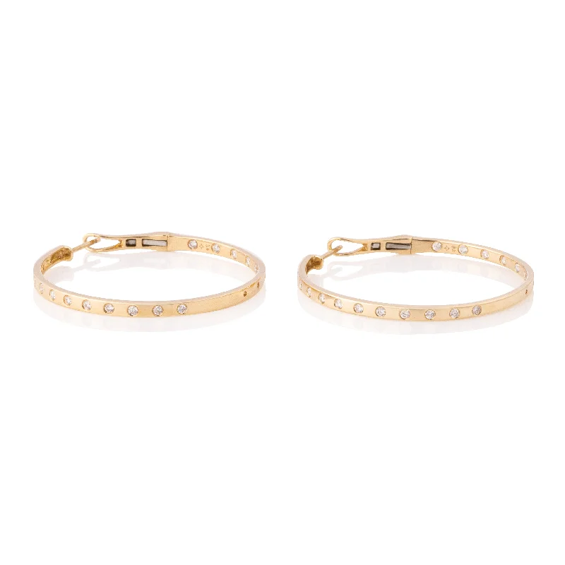 Hoop earrings with open designs for a modern, lighthearted vibe-Diamond Dot Hoops