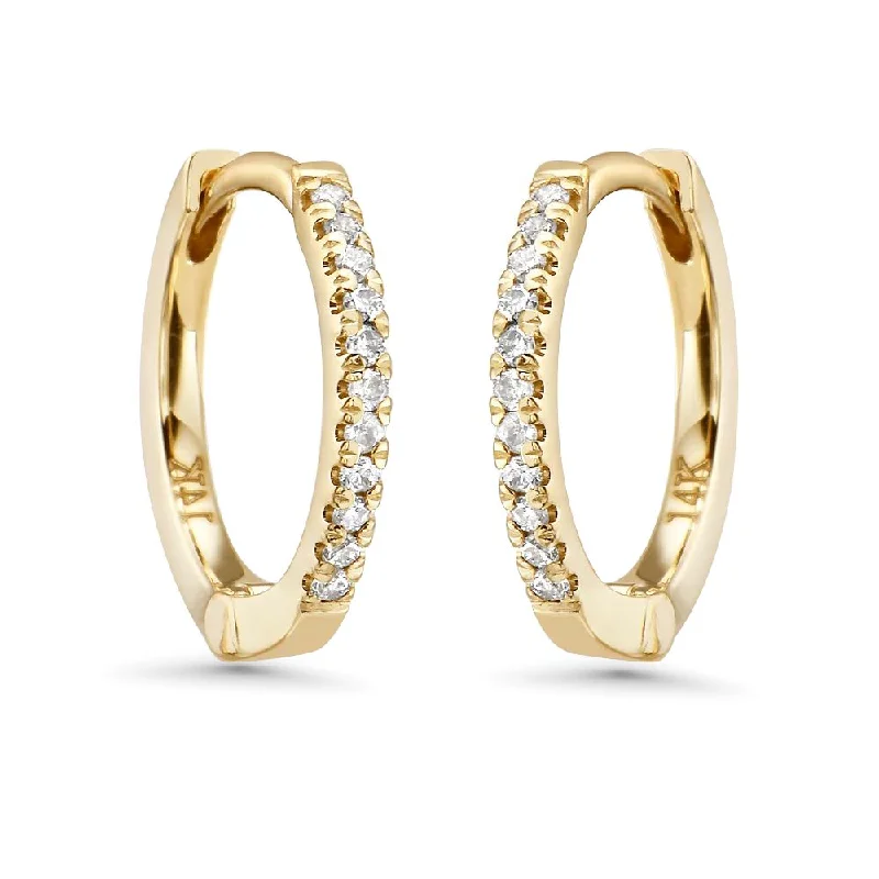 Hoop earrings with colorful beads for a fun and playful vibe-Diamond Huggies Earrings (0.12 ct.) in 14K Gold