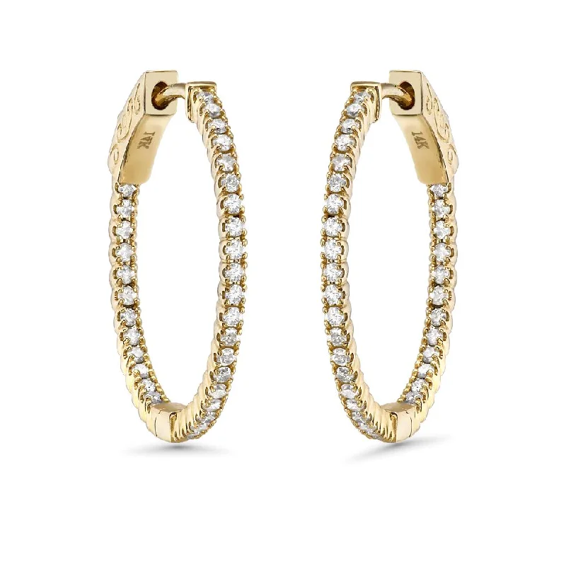 Best hoop earrings with intricate beaded details for a textured, stylish appearance-Diamond Inside-Out 0.75'' Hoop Earrings (0.55 ct.) 1.3 mm in 14K Gold