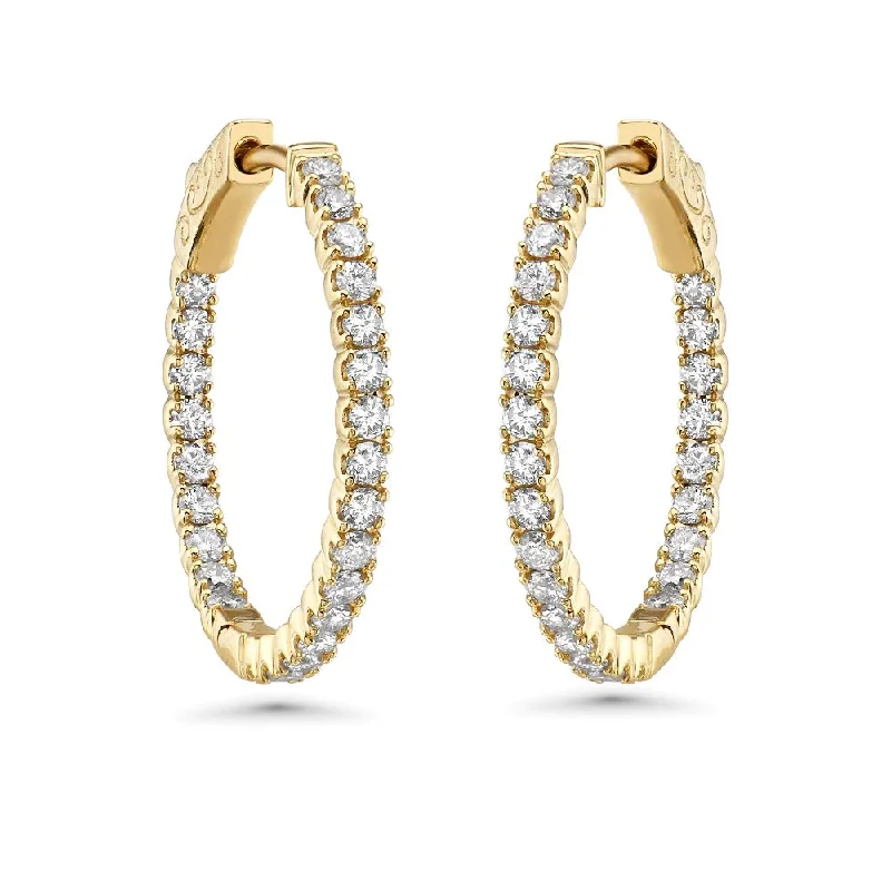 Best hoop earrings with enamel details for a colorful and modern look-Diamond Inside-Out 0.75'' Hoop Earrings (1.10 ct.) 2.00 mm in 14K Gold