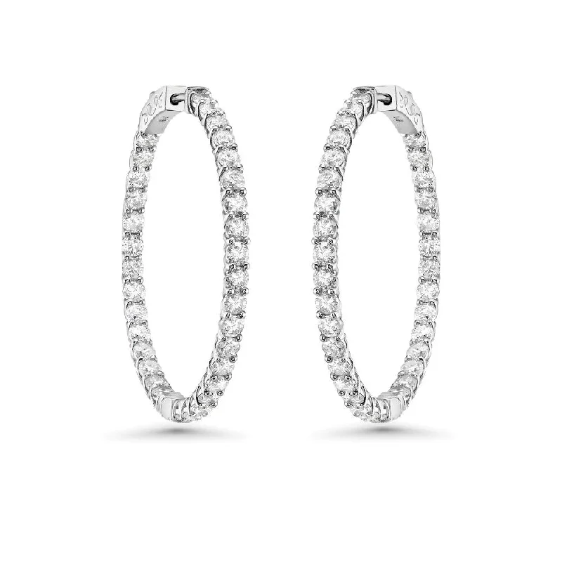 Hoop earrings with textured gold for a refined and sophisticated aesthetic-Diamond Inside-Out 1.25'' Hoop Earrings (4.50 ct.) 2.60 mm in 14K Gold