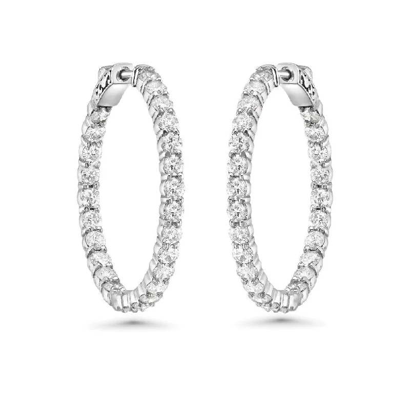 Best hoop earrings with vintage coins for a retro, antique-inspired style-Diamond Inside-Out 1.00'' Hoop Earrings (4.00 ct.) 2.8 mm in 14K Gold