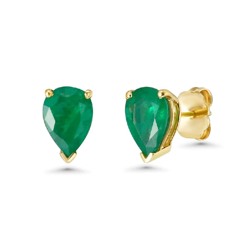 Best hoop earrings with tribal designs for a cultural and exotic aesthetic-Emerald Pear Shape Studs Earrings (1.60 ct.) in 14K Gold