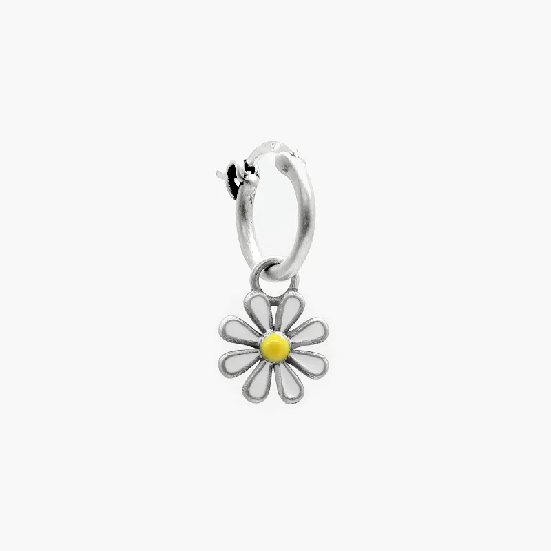 Hoop earrings with infinity loop designs for a continuous and eternal shape-Enamelled Daisy Sterling Silver Earring