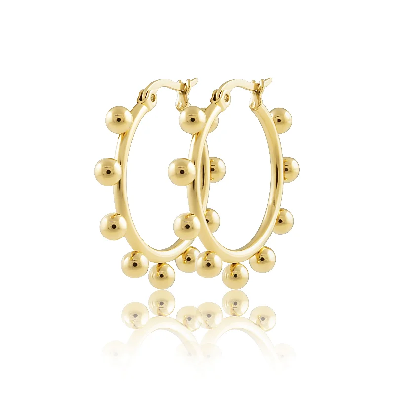 Hoop earrings with intricate designs for a unique and artistic appearance-Erin Studded Hoops - Small