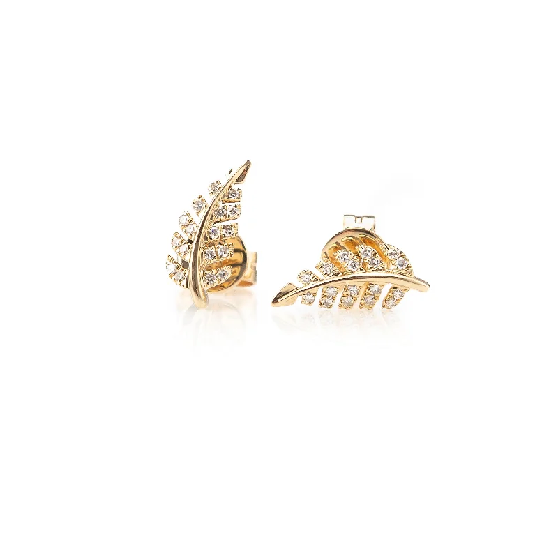 Best hoop earrings with gemstone accents for a colorful and elegant appearance-Fern Leaf Studs