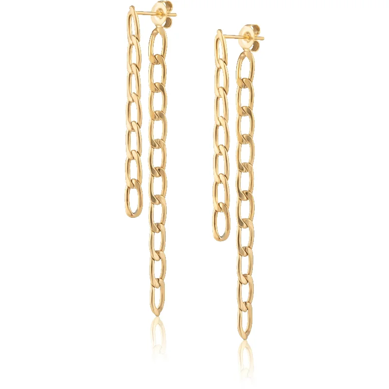 Best hoop earrings with geometric hexagon shapes for a modern, angular look-Fígaro Double Chain Earrings