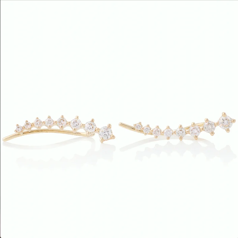 Stylish hoop earrings with diamond accents for an elegant and sparkling effect-Floating Bezel Diamond Crawler