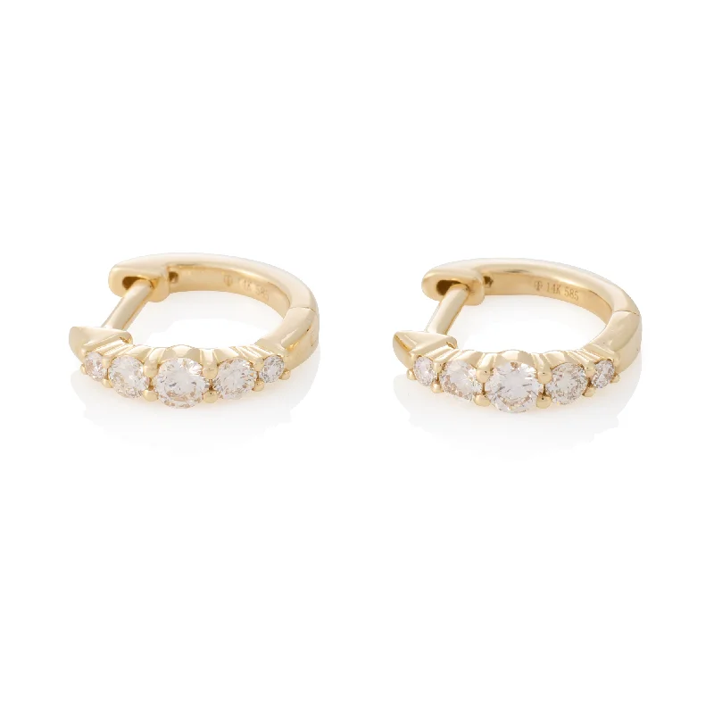 Best hoop earrings with stacked layers for a dimensional and bold look-Floating Bezel Gradient Diamond Huggies