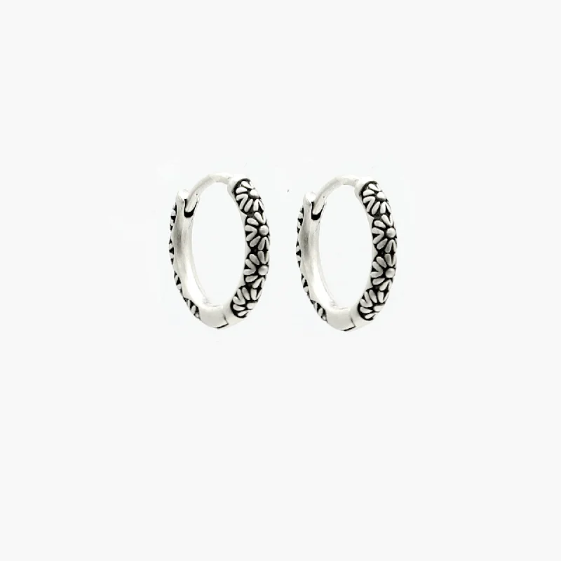 Best hoop earrings with multi-colored gemstones for a vibrant and lively touch-Floral Sterling Silver Earring