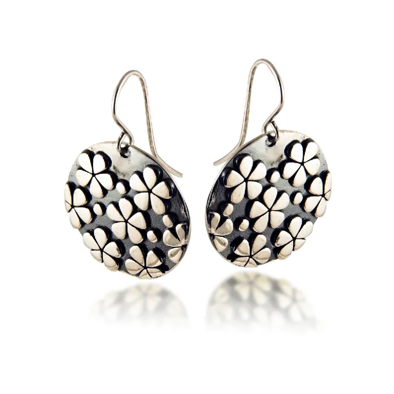 Hoop earrings with snake print designs for an edgy, wild appearance-Flower Disc Earrings