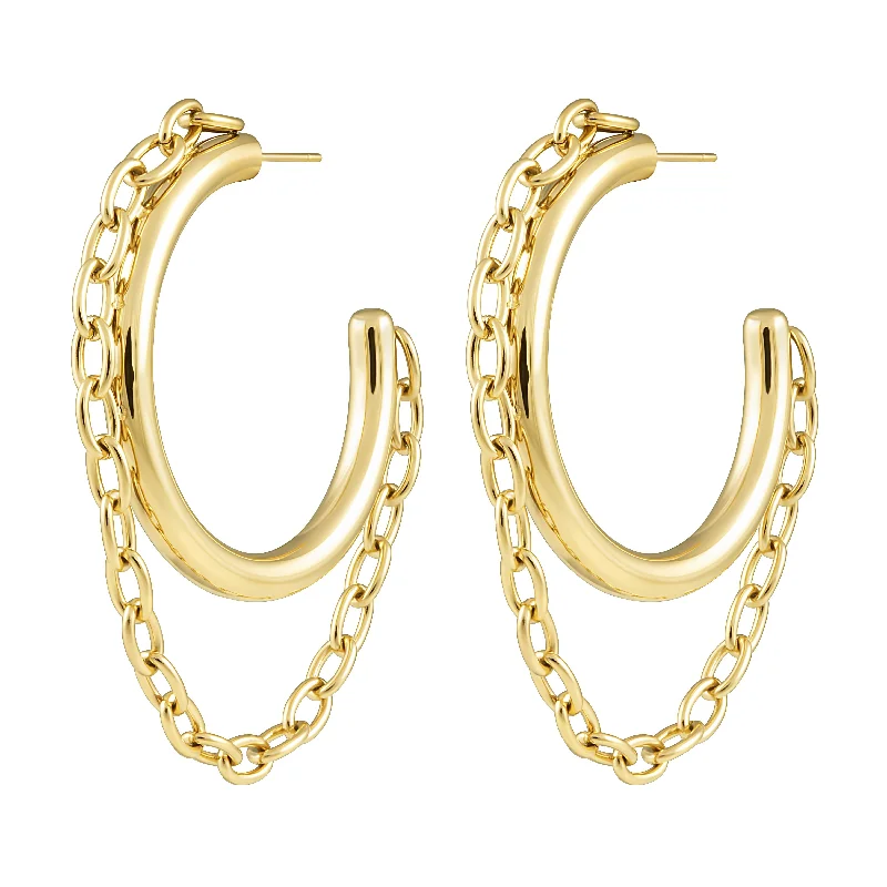 Best hoop earrings with snake chain details for a sleek and modern touch-Gianna Chain Hoop