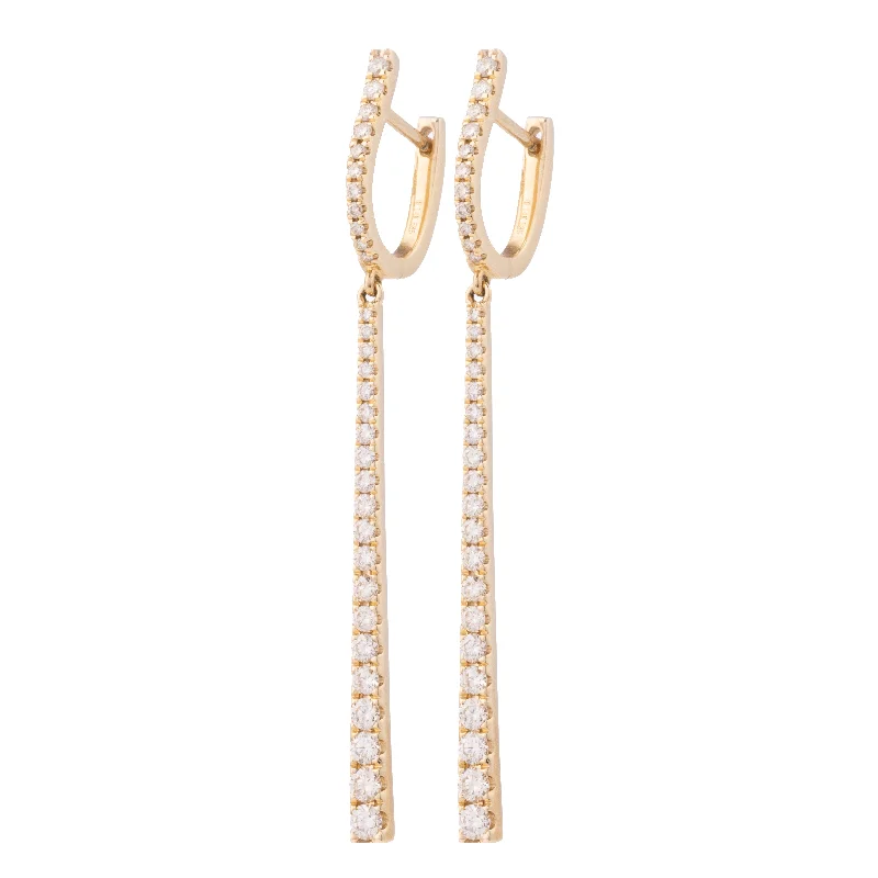 Best hoop earrings with marbled designs for a trendy and artistic effect-Gradient Diamond Pendulum Bar Earrings