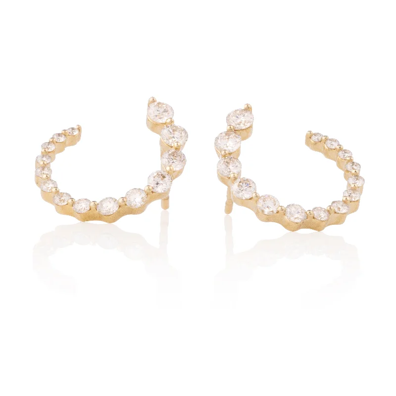 Hoop earrings with dangling charms for a playful and fun look-Gradient Floating Diamond Spiral Earrings