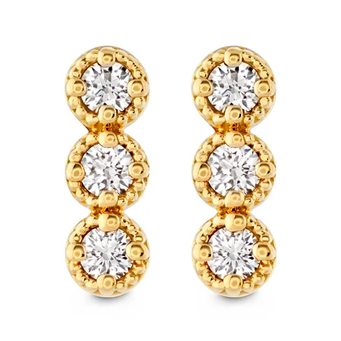 Hoop earrings with multi-tone finishes for a colorful and layered effect-Hearts On Fire Liliana Milgrain Diamond Bar Earrings