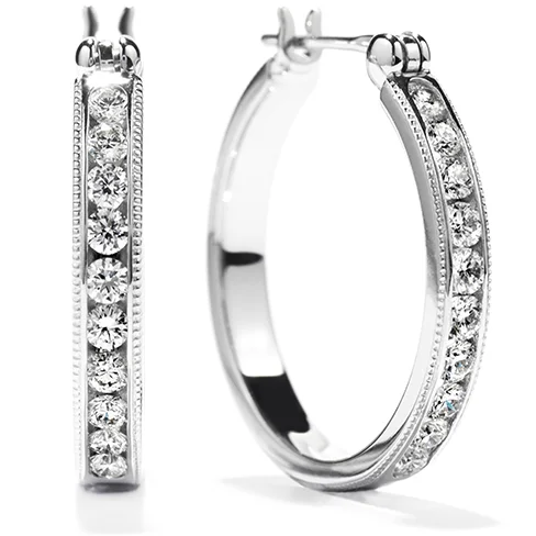 Best hoop earrings with geometric shapes for a modern and artistic appeal-Hearts On Fire Milgrain Diamond Hoop Earrings