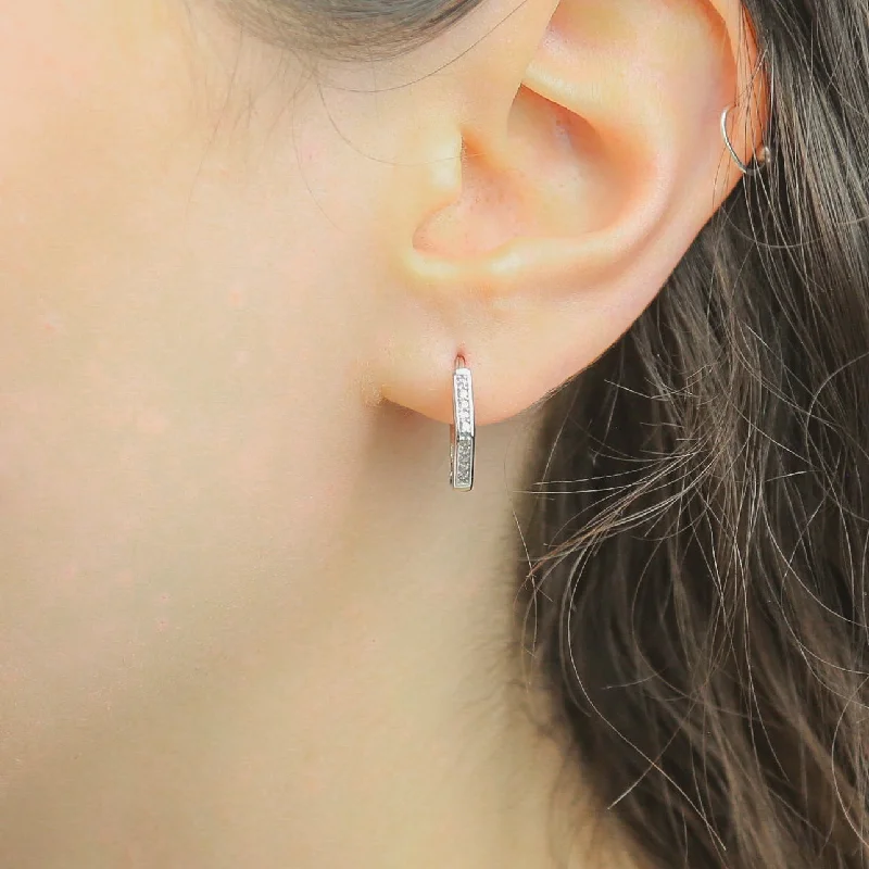 Best hoop earrings with sterling silver for an affordable and chic design-HEX - Sterling Silver & CZ Geometry Hoop Earrings