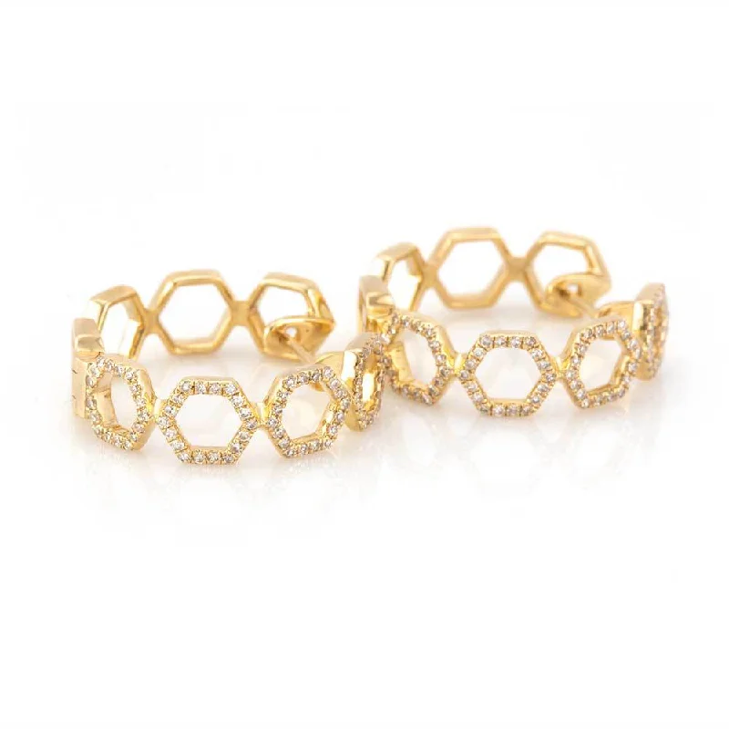 Hoop earrings with spiral designs for a dynamic and fluid look-Honeycomb Hoops