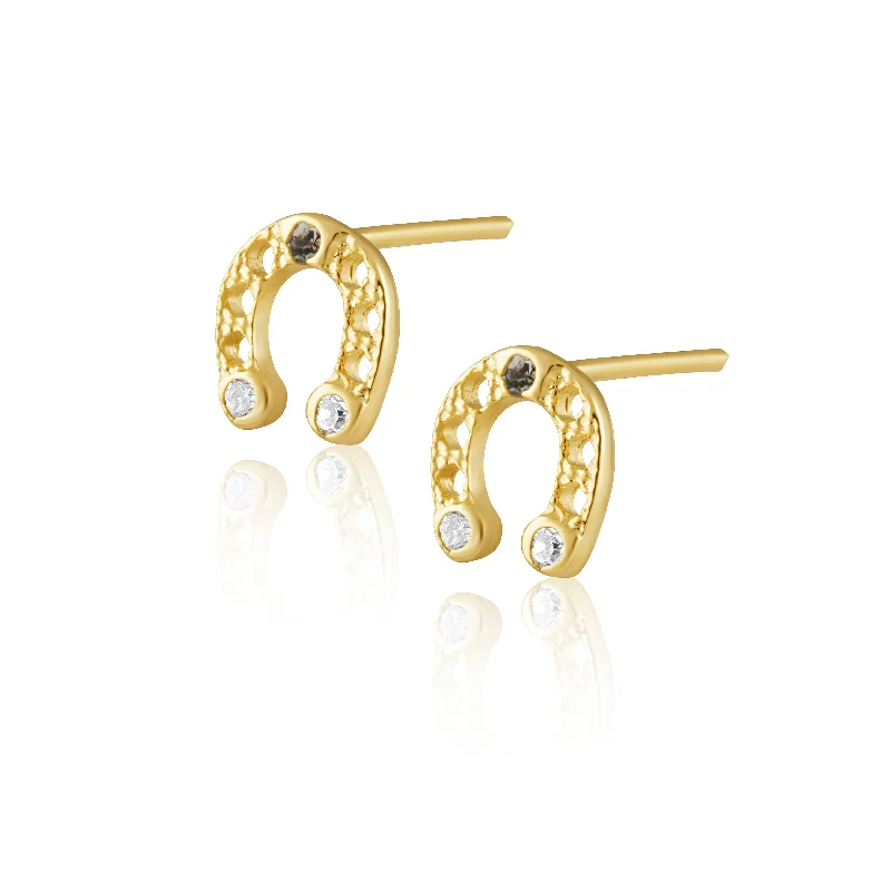 Best hoop earrings with butterfly motifs for a playful and whimsical appearance-Horse Shoe Studs