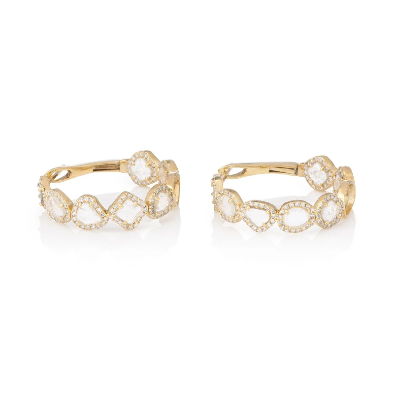 Large hoop earrings for a bold and statement-making fashion accessory-Reflective Slice Diamond Hoops