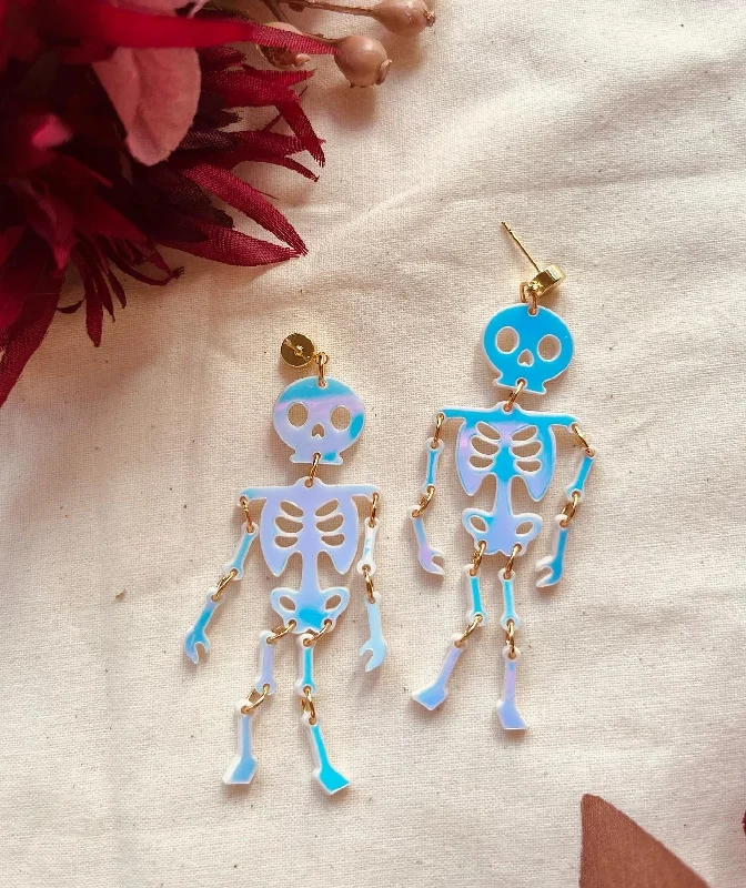 Hoop earrings with luxe velvet finishes for a rich and luxurious touch-Iridescent Skeleton