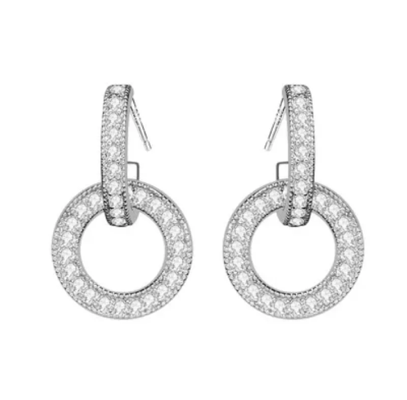 Classic hoop earrings with a thin profile for a sleek and subtle style-JOCELYN - Sterling Silver Zircon Earrings