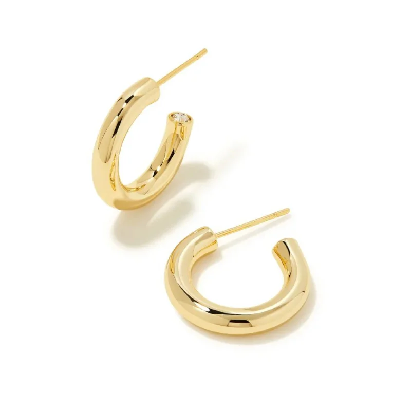 Hoop earrings with rhinestone-studded rims for a glamorous touch-Kendra Scott | Colette Huggie Earrings in Gold