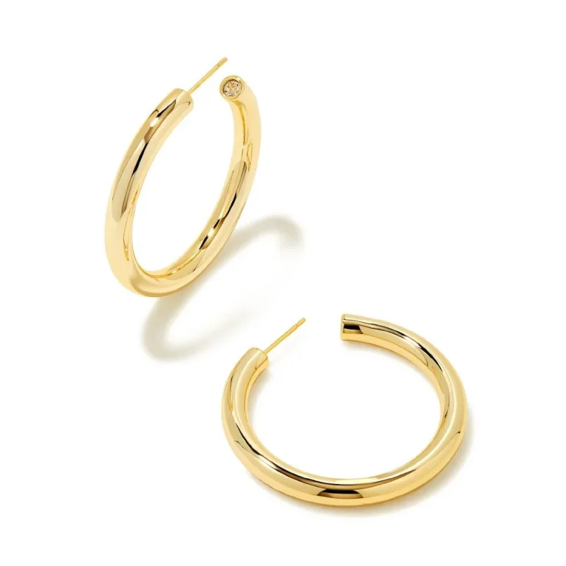 Best hoop earrings with satin ribbons for a soft, feminine appearance-Kendra Scott | Colette Large Hoop Earrings in Gold