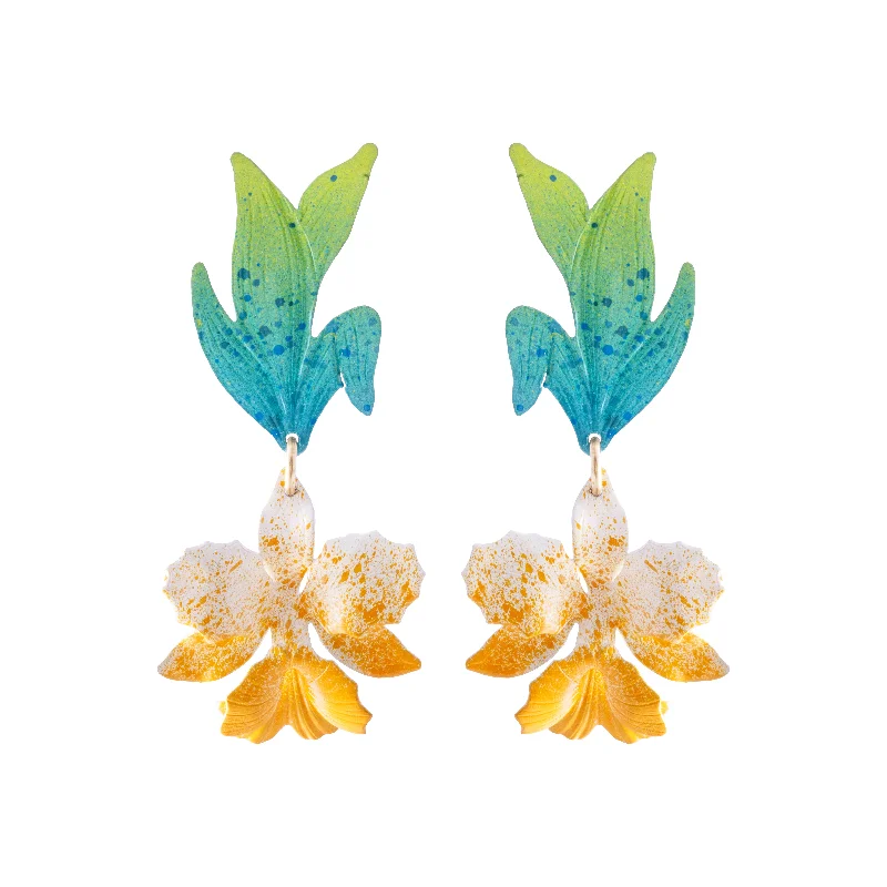 Hoop earrings with twisted metal designs for a dynamic and modern style-La'akea Orchid Earrings