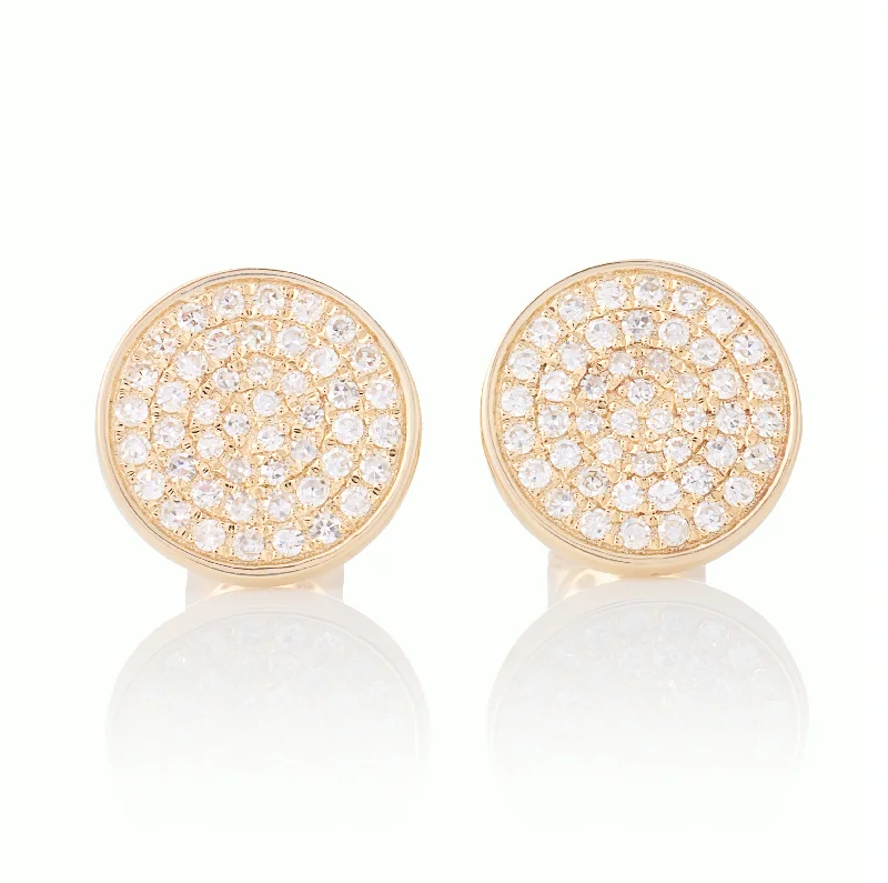 Best hoop earrings with blackened metal for an edgy and bold appearance-Classic Pave Diamond Disc Studs