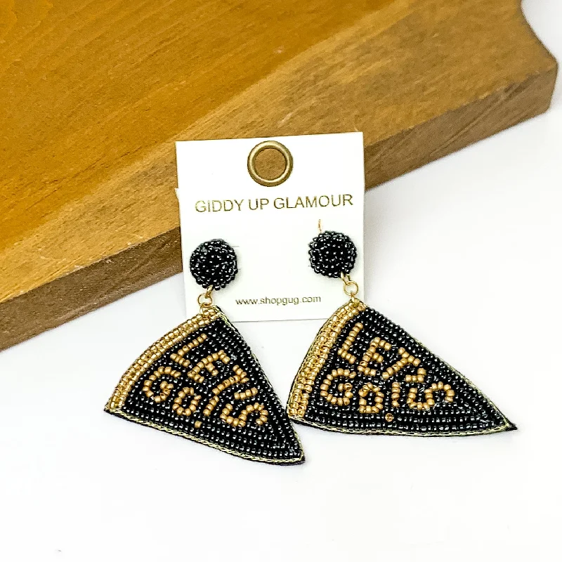 Hoop earrings with removable pendants for a versatile and customizable accessory-Lets Go Beaded Flag Earrings in Black