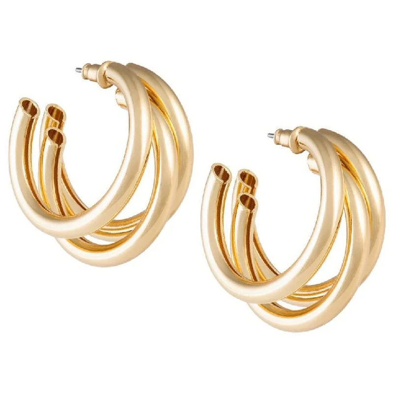 Best hoop earrings with braided leather for a rustic, stylish finish-Lexi Tri Hoop