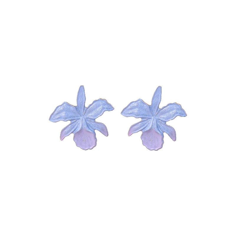 Best hoop earrings with marbled designs for a trendy and artistic effect-Lilac Orchid Studs